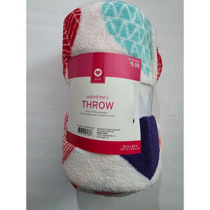 Target Valentine's Decor Throw Blanket One Size White Red #244
